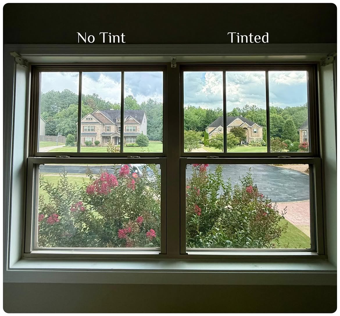 Clear View Plus ceramic window film reducing heat and glare in a Greenville living room